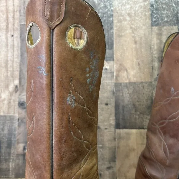 Tony Lama Gold Label Vintage Buckaroo Tall Brown Cowboy Boots Mens 13 D