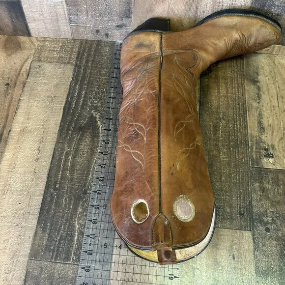 Tony Lama Gold Label Vintage Buckaroo Tall Brown Cowboy Boots Mens 13 D