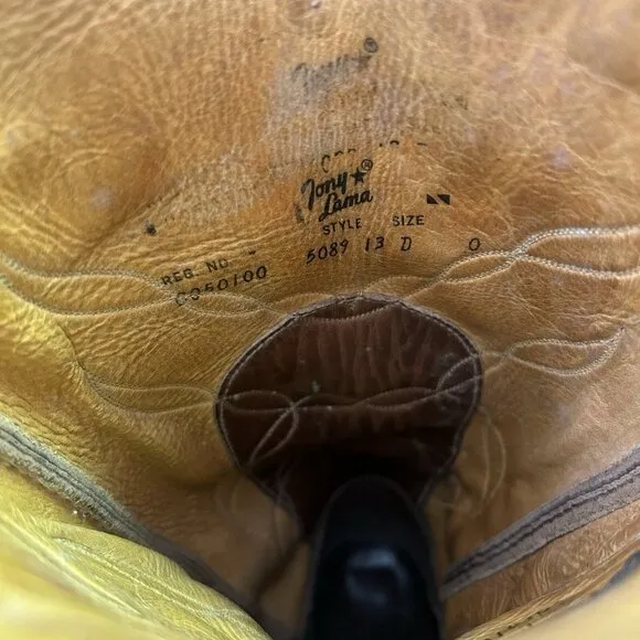 Tony Lama Gold Label Vintage Buckaroo Tall Brown Cowboy Boots Mens 13 D