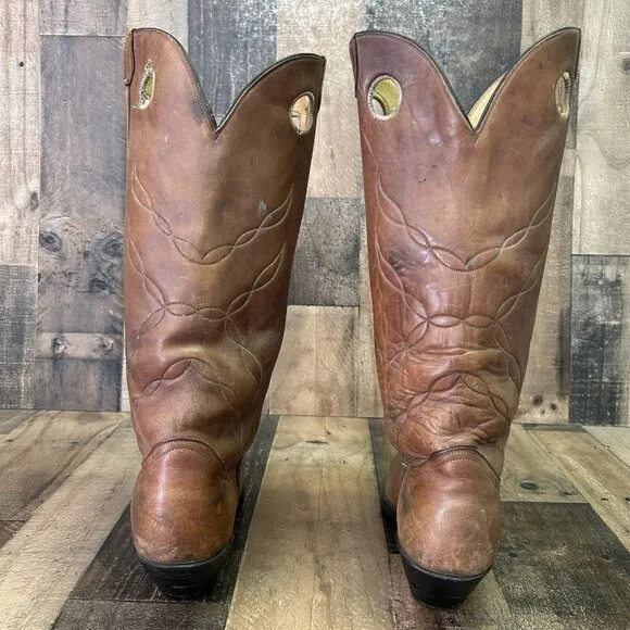 Tony Lama Gold Label Vintage Buckaroo Tall Brown Cowboy Boots Mens 13 D