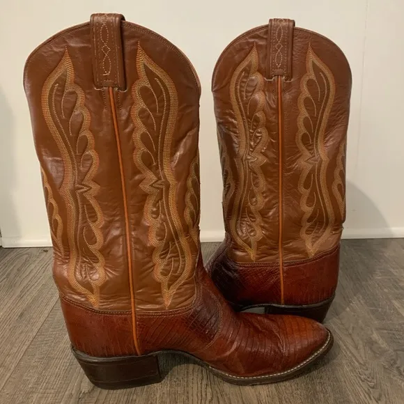 Tony Lama Lizard Cowboy Boots Men's 8.5 EE