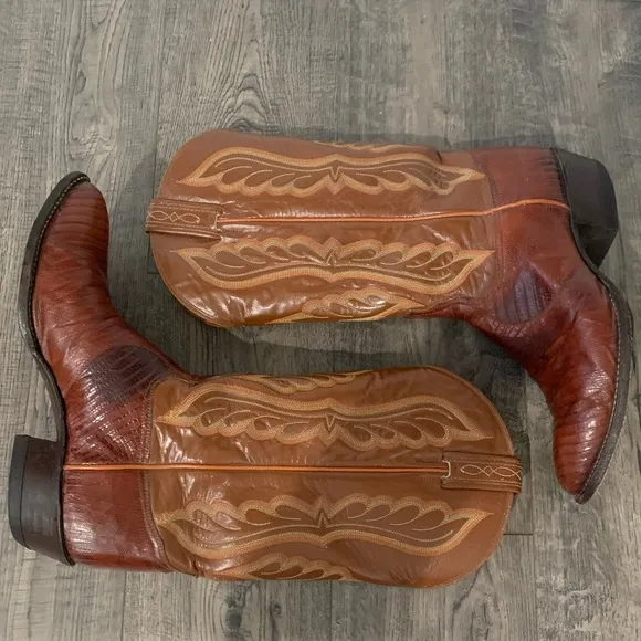 Tony Lama Lizard Cowboy Boots Men's 8.5 EE