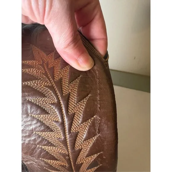 Tony Lama Men's Brown Tan Cowboy Leather Vintage Boots 12D