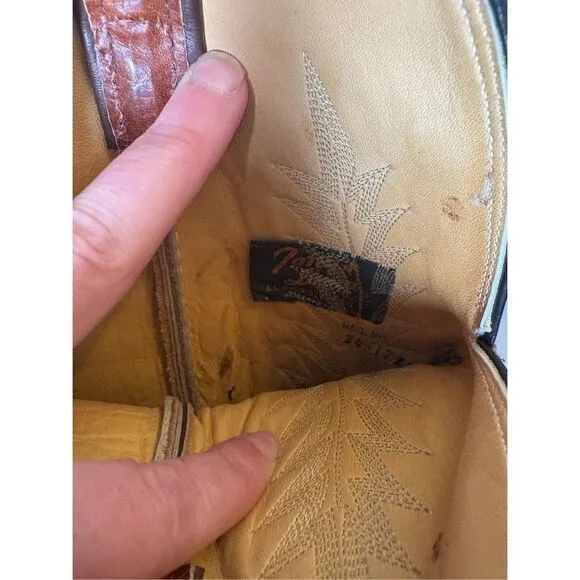 Tony Lama Men's Brown Tan Cowboy Leather Vintage Boots 12D