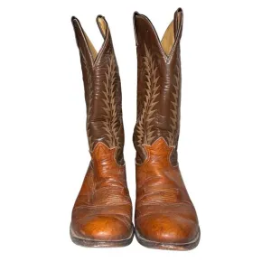 Tony Lama Men's Brown Tan Cowboy Leather Vintage Boots 12D