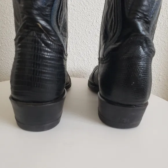 Tony Lama Mens Vintage? Exotic Tiju Lizard Vamp Western Cowboy Boots