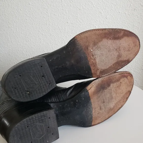 Tony Lama Mens Vintage? Exotic Tiju Lizard Vamp Western Cowboy Boots