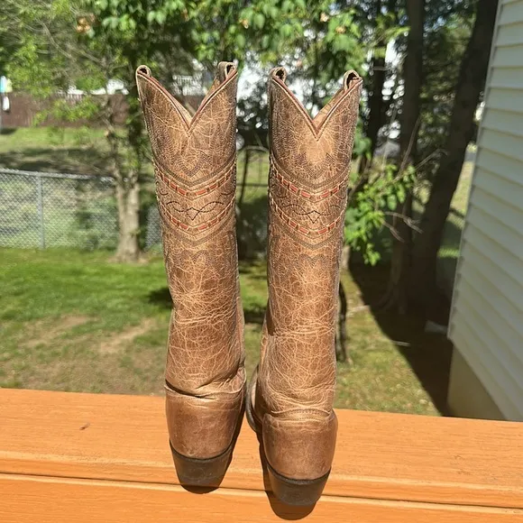 Tony Lama Oak Vaquero VF 3043 Cowboy Tooled Boots
