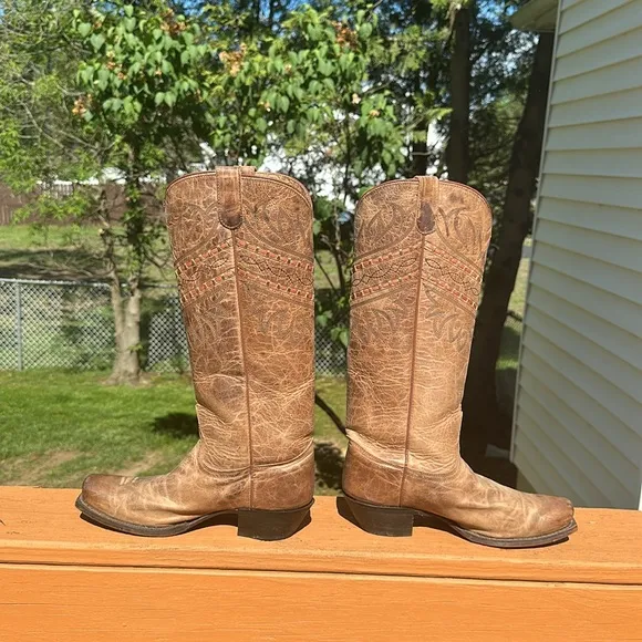 Tony Lama Oak Vaquero VF 3043 Cowboy Tooled Boots
