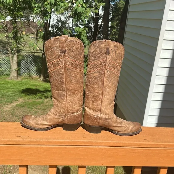Tony Lama Oak Vaquero VF 3043 Cowboy Tooled Boots