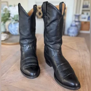 Tony Lama Ol' Buck Vintage Western Cowboy Riding Boots Leather Black Sz 9EE