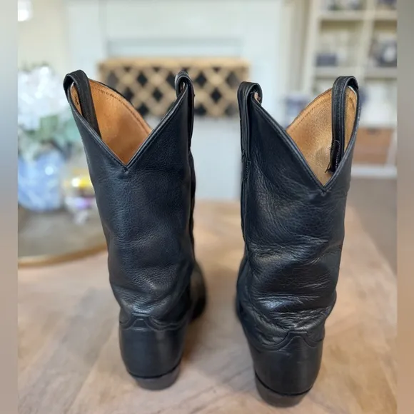 Tony Lama Ol' Buck Vintage Western Cowboy Riding Boots Leather Black Sz 9EE