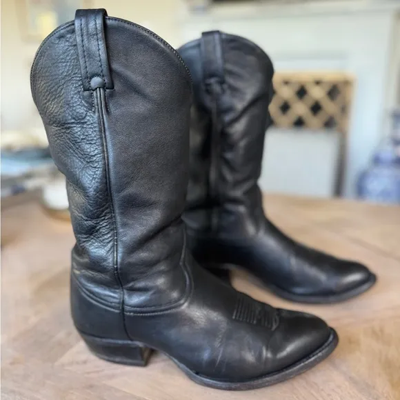 Tony Lama Ol' Buck Vintage Western Cowboy Riding Boots Leather Black Sz 9EE