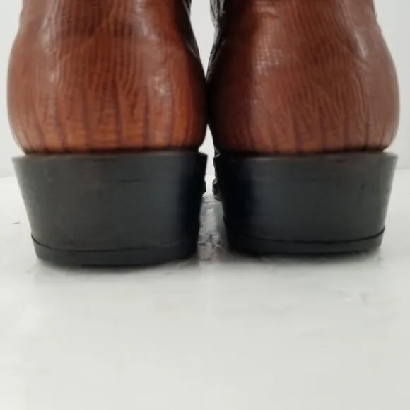 Tony Lama  Teju LizardBoots Mens  Vintage Cowboy Western Pull on Brown 8025 8.5