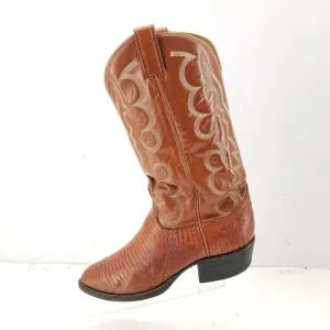 Tony Lama  Teju LizardBoots Mens  Vintage Cowboy Western Pull on Brown 8025 8.5