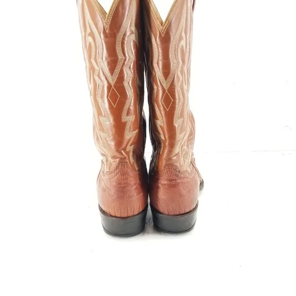 Tony Lama  Teju LizardBoots Mens  Vintage Cowboy Western Pull on Brown 8025 8.5