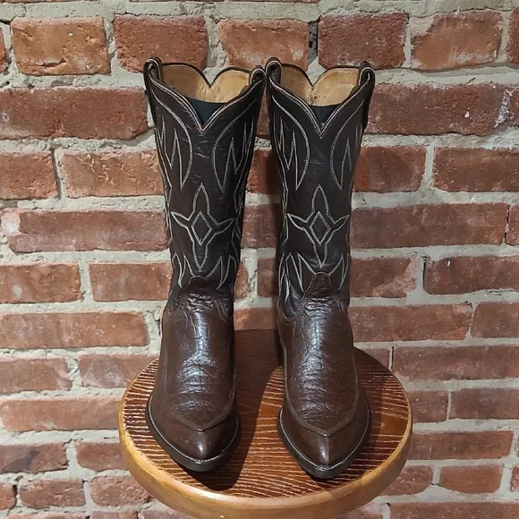 Tony Lama Vintage Algonquin Cowboy Boots Caribou Leather Men’s Size 9.5 D