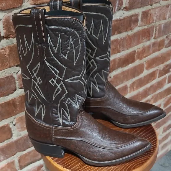 Tony Lama Vintage Algonquin Cowboy Boots Caribou Leather Men’s Size 9.5 D