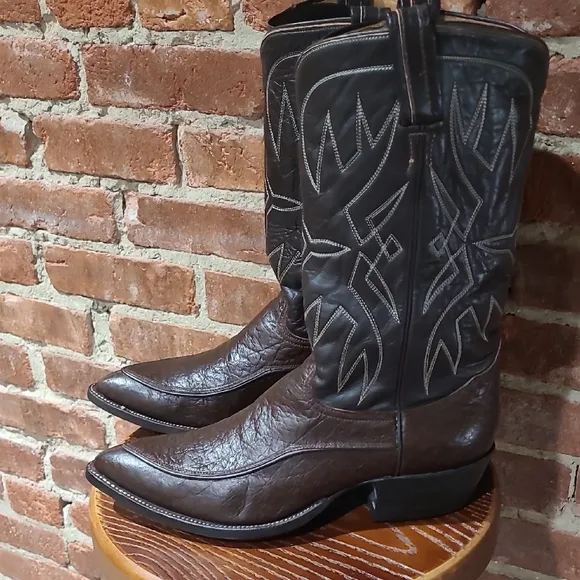 Tony Lama Vintage Algonquin Cowboy Boots Caribou Leather Men’s Size 9.5 D
