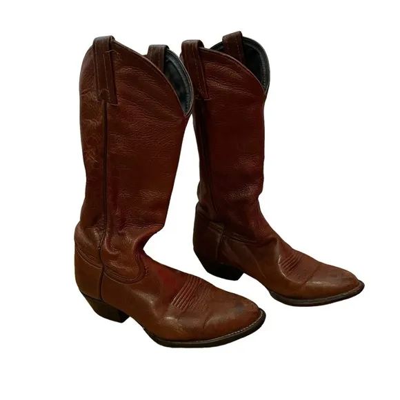 TONY LAMA Vintage Brown Leather Cowboy Boots