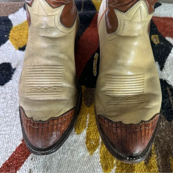 Tony Lama Vintage Gold Label Wingtip Cowboy Boots Men’s Western Tan/brown 10.5EE