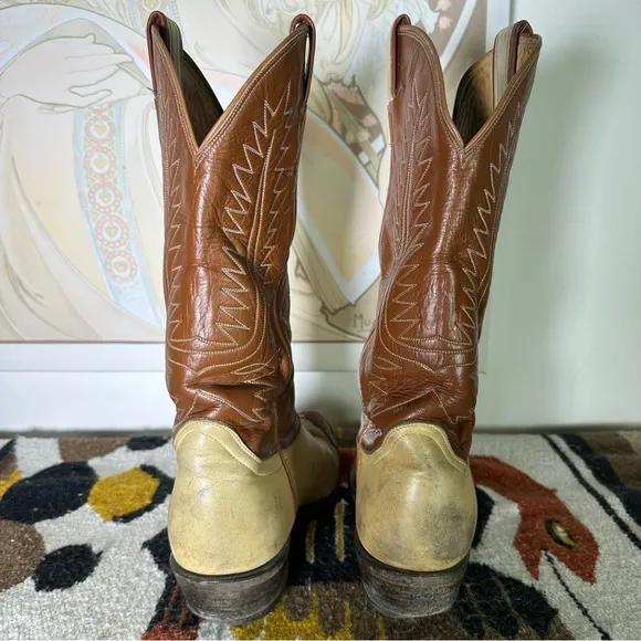 Tony Lama Vintage Gold Label Wingtip Cowboy Boots Men’s Western Tan/brown 10.5EE