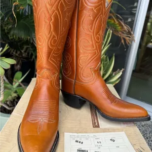 Tony Lama vintage in box with tags Men's Tan Western Boots 7.5D