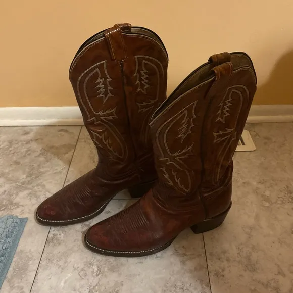 Tony Lama Vintage Reddish Brown Western Cowboy Boots