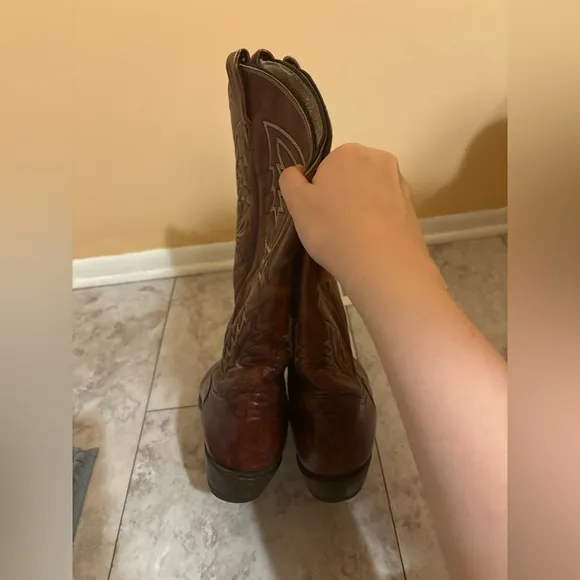 Tony Lama Vintage Reddish Brown Western Cowboy Boots