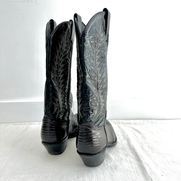 Tony Lama Vintage Teju Lizard Chocolate Brown Cowboy Boots Womens 5.5