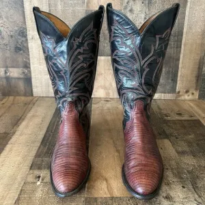 Tony Lama Vintage Teju Lizard Triad Cowboy Boots Mens 9.5 D