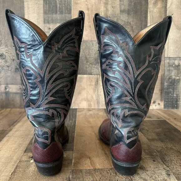 Tony Lama Vintage Teju Lizard Triad Cowboy Boots Mens 9.5 D