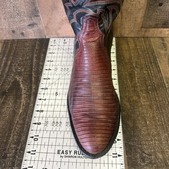 Tony Lama Vintage Teju Lizard Triad Cowboy Boots Mens 9.5 D