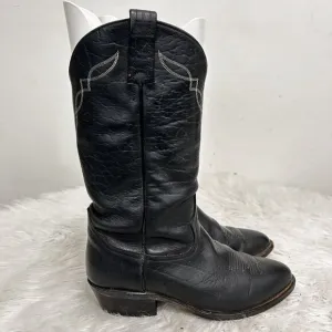 Tony Lama Vintage Western Cowboy BOOTS Men’s Black Leather Size 9D Embroidered