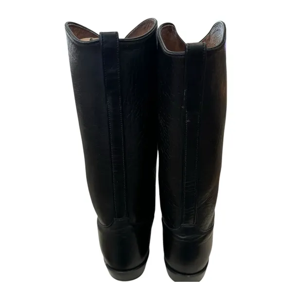 Tony Llama Women's Vintage Black Leather Silver Concho Cowboys Boots 9