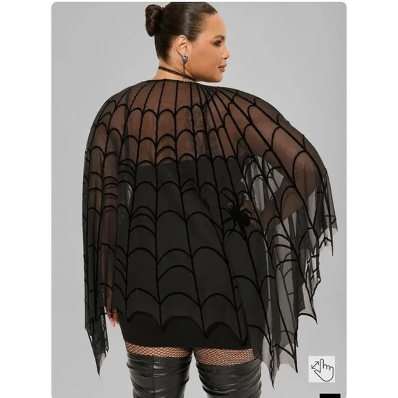 Torrid Spiderweb Mesh Poncho Plus Size Women Halloween Costume 5X-6X|28-30