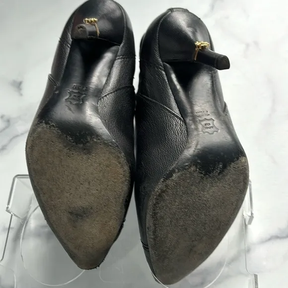 Tory Burch Bernice Black Leather Pointed Toe Ankle Boots Size 7.5M