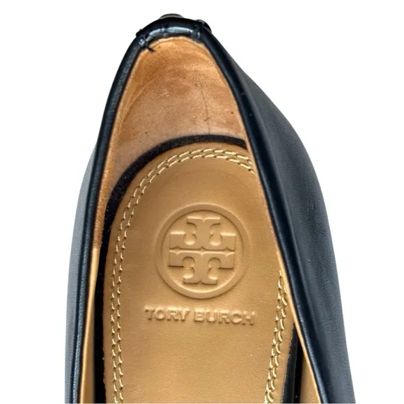 Tory Burch Black Everly Cap Toe pump style shoe with 2” block heel | 8.5