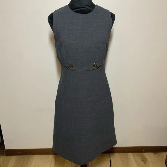 Tory Burch gray sleeveless mini dress wool blend sheath women’s size 4