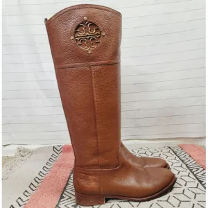 TORY BURCH KIERNAN KNEE HIGH RIDING BOOTS IB BROWN, SZ 8.5
