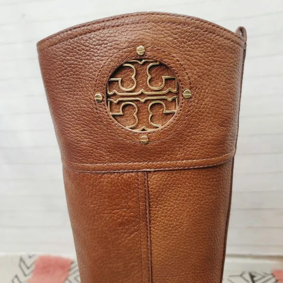 TORY BURCH KIERNAN KNEE HIGH RIDING BOOTS IB BROWN, SZ 8.5