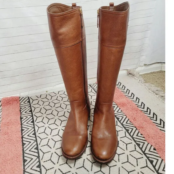 TORY BURCH KIERNAN KNEE HIGH RIDING BOOTS IB BROWN, SZ 8.5