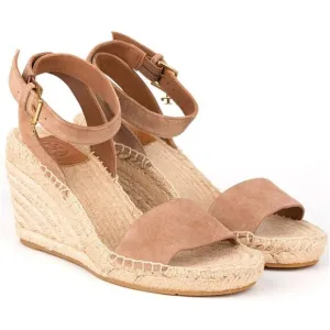 Tory Burch Laurel Suede Leather Espadrille Wedge Sandals Tan Women's Size 10