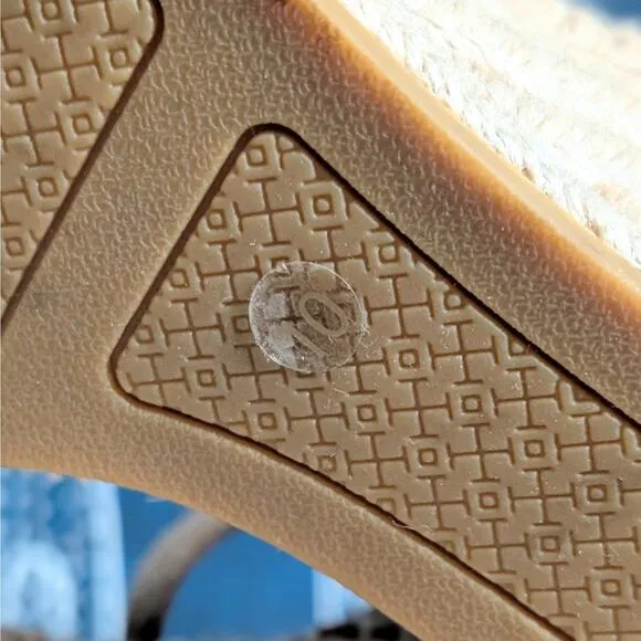 Tory Burch Laurel Suede Leather Espadrille Wedge Sandals Tan Women's Size 10