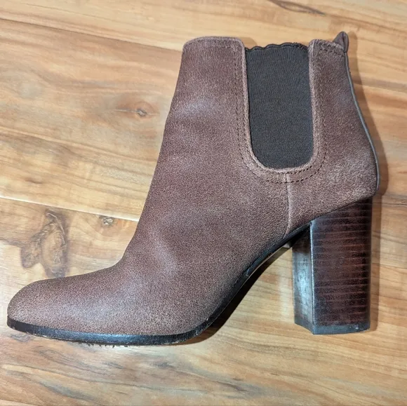 Tory Burch Leather Chelsea Boot Mocha Brown Heel Booties Women's 7 Western Boho