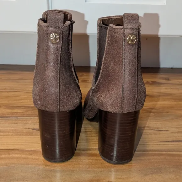 Tory Burch Leather Chelsea Boot Mocha Brown Heel Booties Women's 7 Western Boho