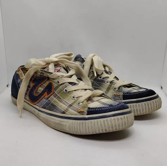 True Religion Plaid Lace Up Trainers Shoes Mens 10.5 Multicolor Boho Retro 90s