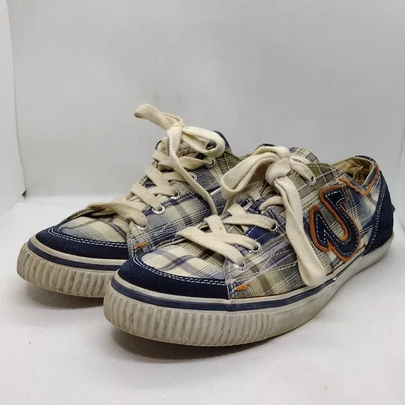 True Religion Plaid Lace Up Trainers Shoes Mens 10.5 Multicolor Boho Retro 90s