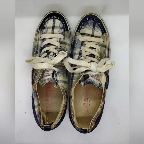 True Religion Plaid Lace Up Trainers Shoes Mens 10.5 Multicolor Boho Retro 90s
