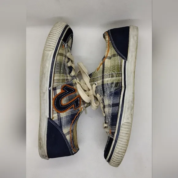 True Religion Plaid Lace Up Trainers Shoes Mens 10.5 Multicolor Boho Retro 90s